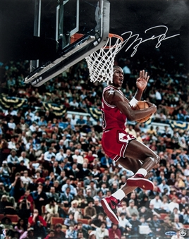 Michael Jordan Signed 16x20 Cradle Dunk Photo (JSA and UDA)
